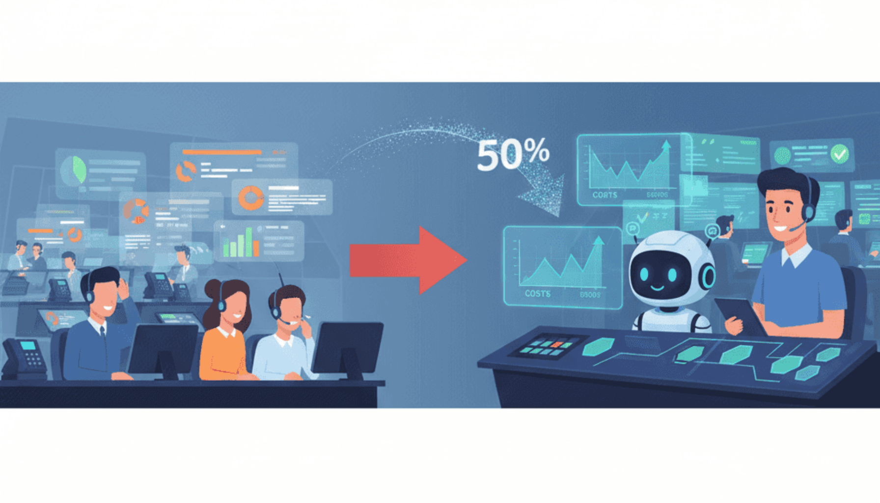 چگونه یک کال‌سنتر مجهز به هوش مصنوعی می‌تواند هزینه‌های پشتیبانی شما را تا 50% کاهش دهد؟ (مطالعه موردی)